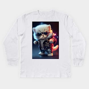 Cute Space Cat - Anime Art design Kids Long Sleeve T-Shirt